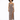 A model poses in a leopard print maxi dress with a thigh-high slit and strappy sandals.