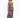 A model poses in a fitted, floral-patterned dress with a thigh-high slit and spaghetti straps.