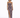 A model poses in a fitted, patterned dress with a thigh-high slit and a single shoulder strap.
