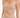 Strapless, shimmery beige dress featuring a cutout design and twisted knot detail at the waist.