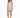 A model poses in a fitted silver dress with a ruched design and thin straps, paired with black high heels.