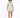 A model poses in a light green, textured dress with a collar, paired with black slide sandals.