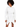A model with an afro wears a white hooded dress featuring side pockets and a unique curved hemline.