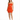 A woman wearing a fitted orange dress with a cutout detail, paired with white sneakers, standing against a plain back...