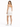 A woman stands in a fitted white dress with thin straps, paired with white sneakers, showcasing a sleek silhouette.