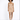 A model poses in a fitted, ribbed beige dress paired with white sneakers against a plain background.