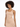 A model with curly hair poses in a fitted, ribbed, beige tank dress against a plain white background.