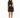 A model poses in a black, sparkly halter dress featuring a cutout detail and a flared hemline.