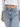 A close-up of a person wearing light blue high-waisted jeans paired with a cropped white long-sleeve top.