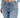 Light blue high-waisted jeans with a button fly, featuring a fitted silhouette and subtle fading.