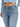 Light blue high-waisted jeans with a button fly, featuring a fitted silhouette and subtle fading.