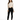 A model poses in a fitted ribbed top with cut-out sides, paired with black skinny jeans and sneakers.