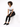 A model sits on a white cube, wearing a graphic white t-shirt, black skinny jeans, and black sneakers.