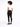 A model with curly hair wearing a white t-shirt and black skinny jeans, viewed from the back.
