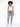 A model poses in a white tank top, distressed light blue jeans, and colorful sneakers against a plain background.