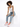 A model poses on a white block, wearing a fitted tank top, distressed jeans, and colorful sneakers.