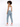 A person with curly hair wearing a white tank top and distressed light blue jeans, standing in casual sneakers.