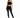 A model poses in a black lace crop top and fitted black jeans, paired with strappy high-heeled sandals.
