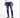 A person wearing a white hoodie, distressed blue jeans, and black sneakers stands against a plain background.