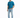 A man stands confidently in light blue distressed jeans, paired with a teal t-shirt and white sneakers.
