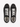 Black canvas sneakers with white laces and a minimalist design, viewed from above on a white background.
