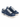 Denim sneakers with white laces and a rubber sole, featuring a casual design and contrasting stitching.