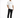 A man stands confidently in black jeans and a white t-shirt, paired with white sneakers.