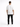A person wearing a white t-shirt and black jeans stands with their back to the camera on a plain background.
