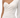 A fitted, one-shoulder dress in a shimmering, light fabric with gathered detailing along the side.
