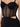 Close-up of a black apparel item featuring a structured bodice with sheer mesh panels and cut-out details.