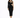 A model poses in a fitted black dress featuring a unique one-shoulder design and cut-out details.