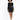 A model poses in a fitted, long-sleeve black dress adorned with shimmering sequins, paired with black heels.