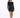 A model showcases a fitted black sequin dress with long sleeves and a boat neckline, paired with black heels.