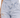 Light-wash denim jeans featuring a unique high-waisted design with pleats and distressed knee details.