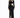 A model showcases a fitted black dress with long sleeves, cut-out details, and a thigh-high slit.