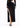 A figure in a long black dress with cut-out details and a thigh-high slit, paired with black heeled sandals.