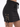 A fitted black skirt featuring a tied waistband and decorative lace-up details with gold eyelets on the side.