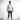A man stands confidently wearing a white short-sleeve shirt with textured lettering, paired with blue jeans and styli...