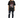 A model wearing a black oversized tee with a graphic design featuring a heart and flames, paired with ripped jeans an...