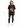A model wearing a black oversized tee with a graphic design featuring a heart and flames, paired with ripped jeans an...