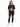A model wearing a black oversized tee with a graphic design featuring a heart, flames, and bold text.
