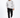 A man walks confidently in a light gray hoodie and black cargo pants, paired with white sneakers.