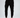 Black jogger pants with side pockets, featuring a drawstring waist and paired with white sneakers.