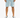 Light blue ribbed shorts with side pockets, paired with black and white sneakers on a neutral background.