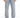 Light blue denim jeans featuring decorative rhinestones along the outer seams, paired with white sneakers.