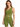 A model poses in a fitted olive green crop top and matching high-waisted shorts, showcasing a stylish athletic look.