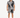 A man stands wearing a short-sleeve shirt and matching shorts with a black and white palm leaf pattern.