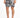Male model wearing black and white palm leaf patterned shorts with a drawstring waist and black sneakers.