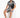A man sits on a white pedestal wearing a black and white striped short-sleeve shirt and matching shorts.