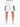 White athletic shorts with a textured fabric and bold black number 5 design, paired with white sneakers.